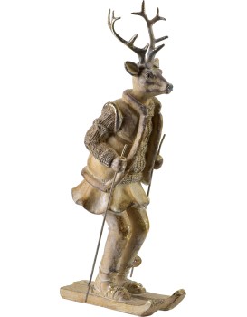 Vánoční figurka los na lyžích Santa Lila 32,5 cm hnědá