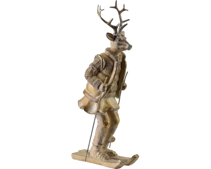 Vánoční figurka los na lyžích Santa Lila 32,5 cm hnědá