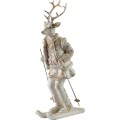 Vánoční figurka los na lyžích Santa Lila 32,5 cm bílá