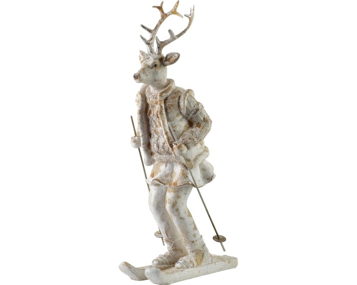 Vánoční figurka los na lyžích Santa Lila 32,5 cm bílá