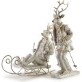 Vánoční figurka los na lyžích Santa Lila 32,5 cm bílá
