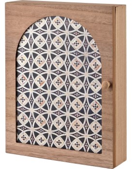 Skříňka na klíče STACY Pattern 26x20 cm hnědá