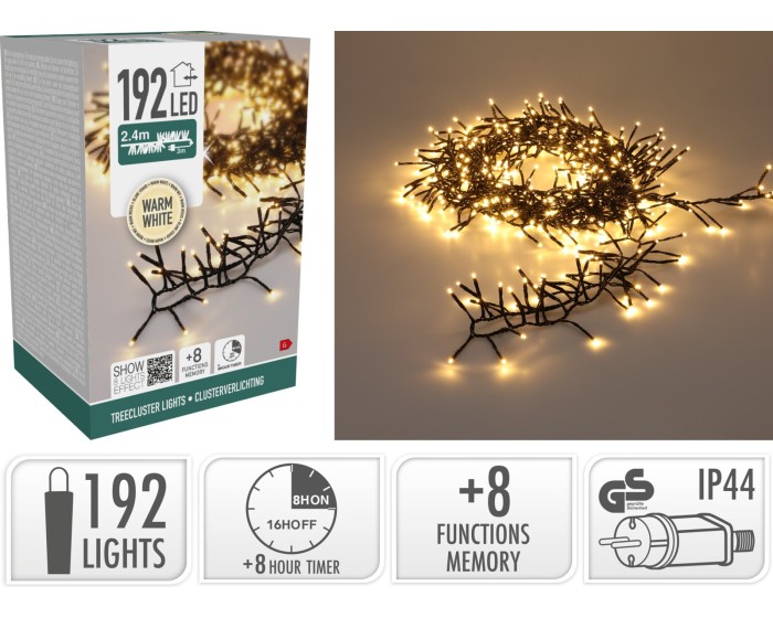 Vánoční LED světelný řetěz s časovačem CIEN 2,4 m teplý bílý
