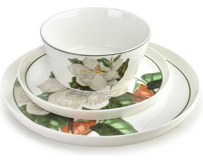 Porcelánová jídelní sada LEA Tree 18 ks bílá