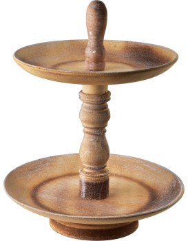 Dekorativní dvoupatrový podnos DAZ 30 cm hnědý