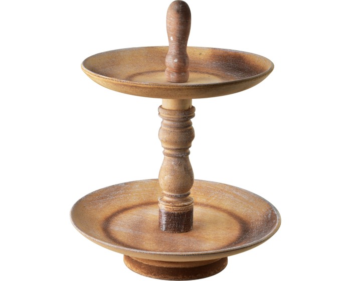 Dekorativní dvoupatrový podnos DAZ 30 cm hnědý