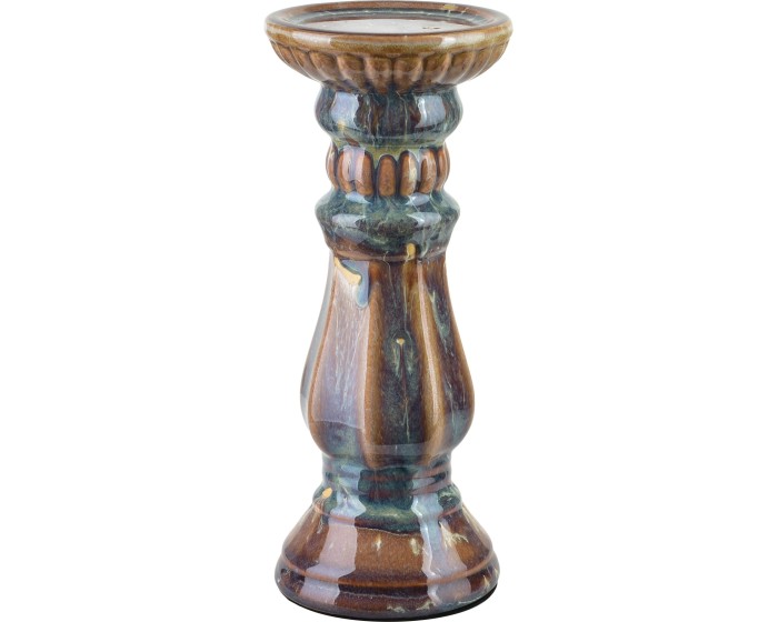 Keramický svícen Yarine 25,5 cm hnědý