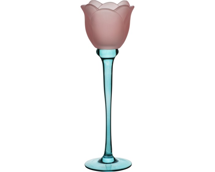 Svícen Julietta 27 cm modrý/růžový