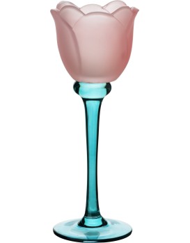 Svícen Julietta 22 cm modrý/růžový