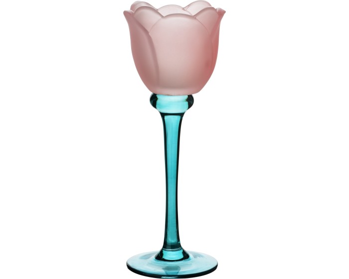 Svícen Julietta 22 cm modrý/růžový