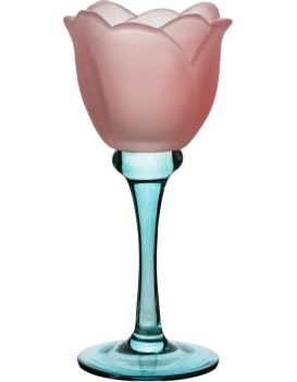 Svícen Julietta 19 cm modrý/růžový
