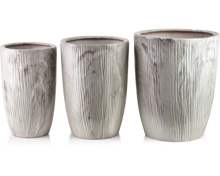 Sada 3 ks květináčů NEVA MARBLE X béžová