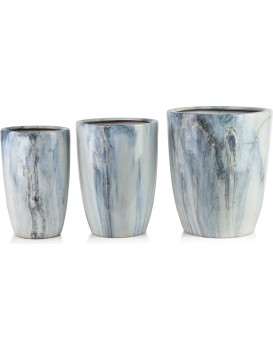 Sada 3 ks květináčů NEVA MARBLE VIII modrá
