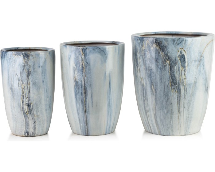 Sada 3 ks květináčů NEVA MARBLE VIII modrá