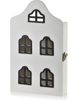 Dřevěná skříňka na klíče STACY House 17,5x5,5x29,5 cm bílá