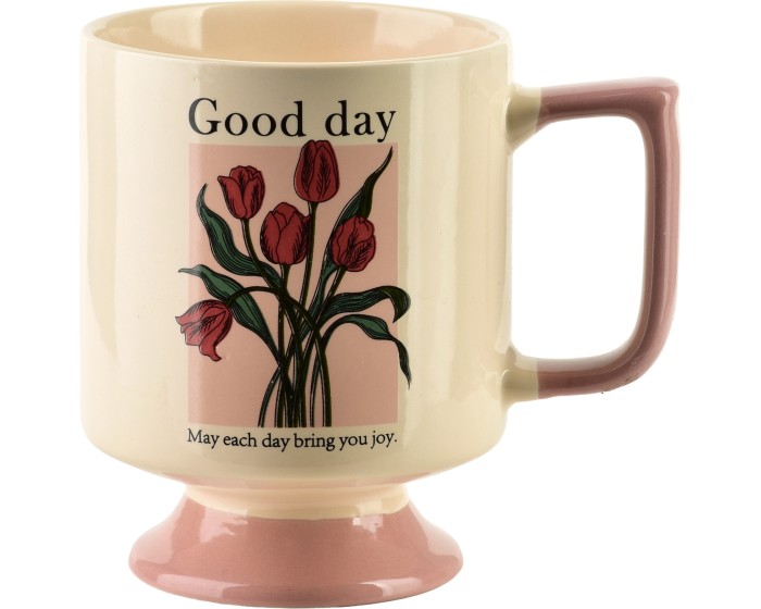 Porcelánový hrnek REJKA 300 ml krémový/růžový