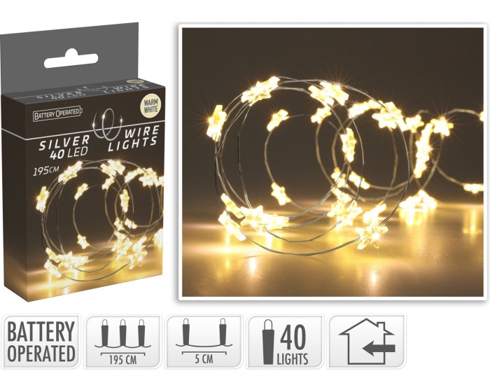 Světelný LED vánoční řetěz CAP 195 cm teplý bílý