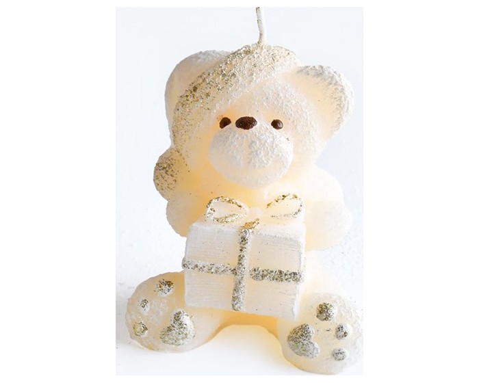 Parafínová svíčka TEDDY 15 cm krémová