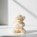 Parafínová svíčka TEDDY 15 cm krémová