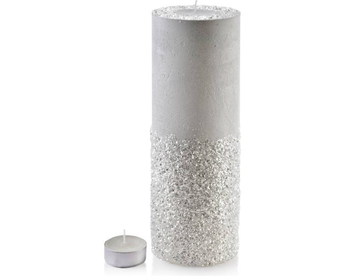 Velký moderní svícen Diament 36 cm bílý
