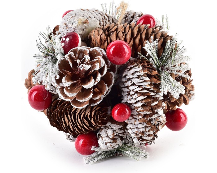 Vánoční závěsná kulová dekorace SANTA LILA 12 cm přírodní