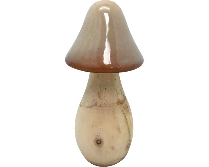 Keramická figurka houby MAVE 8,2x15,8 cm hnědá