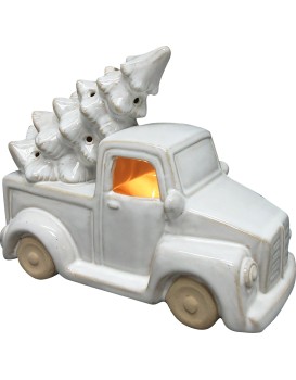 Vánoční LED dekorace auto SANTA LILA 15,5 cm bílá