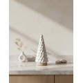 Vánoční dekorace stromek II SANTA LILA 15 cm béžová/bílá
