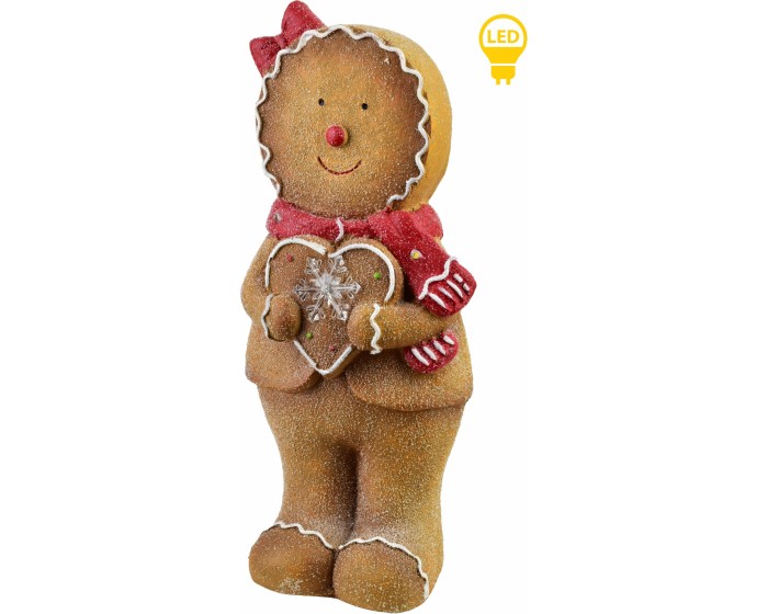 Vánoční LED figurka Perníček Santa Lila I 43,5 cm hnědá