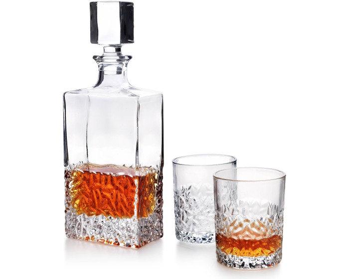 Likérová sada 6 skleniček a karafy se zabroušeným hrdlem EVA FROZEN 310ml/810ml čirá