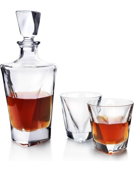 Likérová sada 6 skleniček a karafy se zabroušeným hrdlem EVA TRIANGLE 280ml/780ml čirá