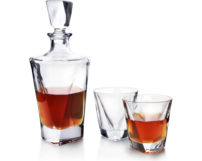 Likérová sada 6 skleniček a karafy se zabroušeným hrdlem EVA TRIANGLE 280ml/780ml čirá
