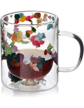 Skleněný hrnek PETER FLOWER 300 ml čirý/vícebarevný