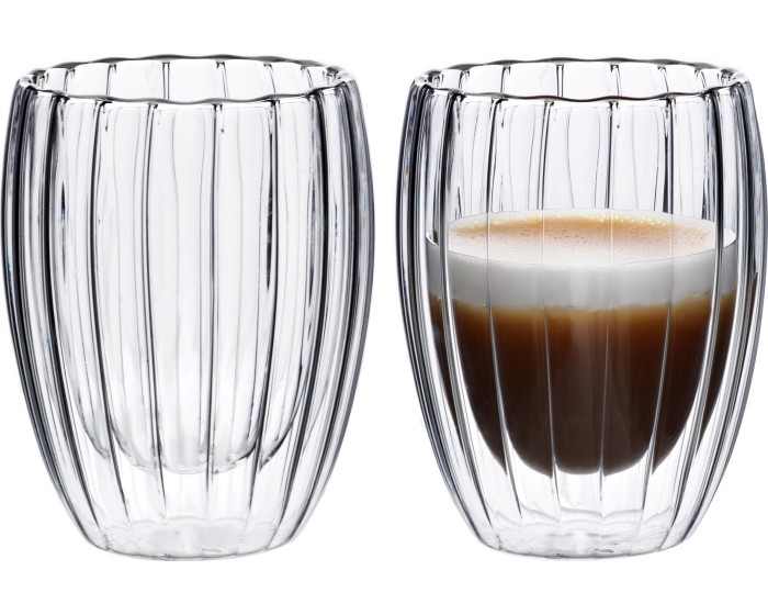 Sada 2 ks skleněných hrnků PETER STRIPES 300 ml čirá