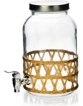 Skleněná nádoba na nápoje s kohoutkem MODERN KITCHEN 3,5 l čirá