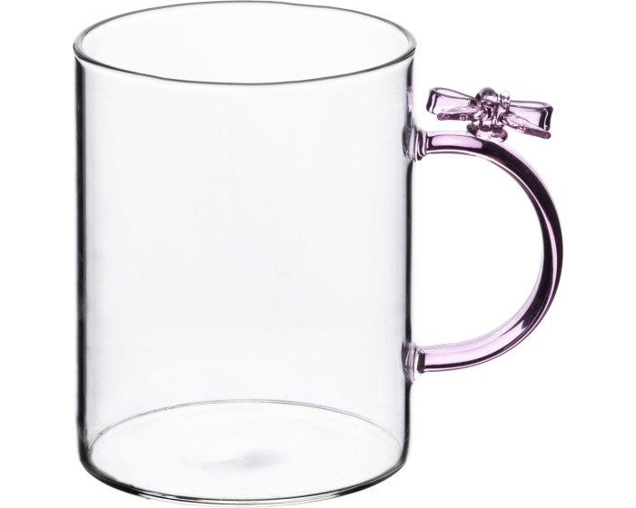 Skleněný hrnek PETER RIBBON 400 ml čirý/růžový