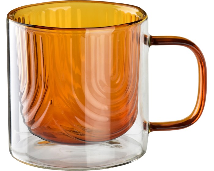 Skleněný hrnek PETER HONEY 320 ml čirý/medový