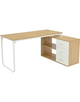Rohový psací stůl BB106 140 cm dub přírodní/bílý