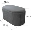Taburet s úložným prostorem Duo 80 cm samet šedý