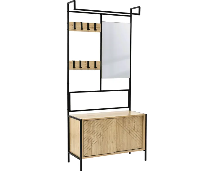 Předsíňový věšák PR100 80 cm černý/dub přírodní