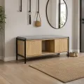 Botník se sedákem PR101 100 cm dub přírodní/černý