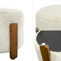 Taburet Seul 37 cm ecru/dub přírodní
