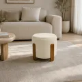 Taburet Seul 37 cm ecru/dub přírodní