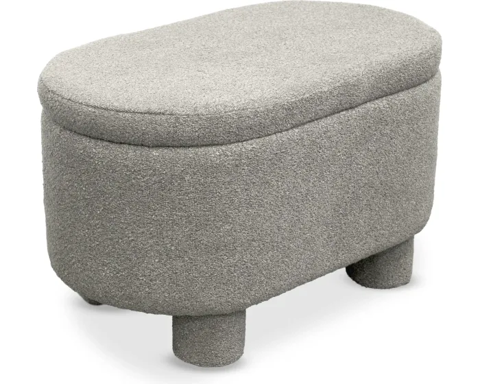Taburet s úložným prostorem Duo 70 cm bouclé béžový