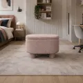 Taburet s úložným prostorem Duo 70 cm bouclé lososový