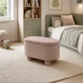 Taburet s úložným prostorem Duo 70 cm bouclé lososový