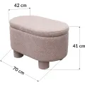 Taburet s úložným prostorem Duo 70 cm bouclé lososový