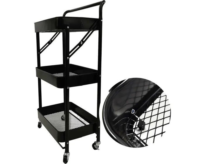Skládací pojízdný regál Piko 82 cm černý