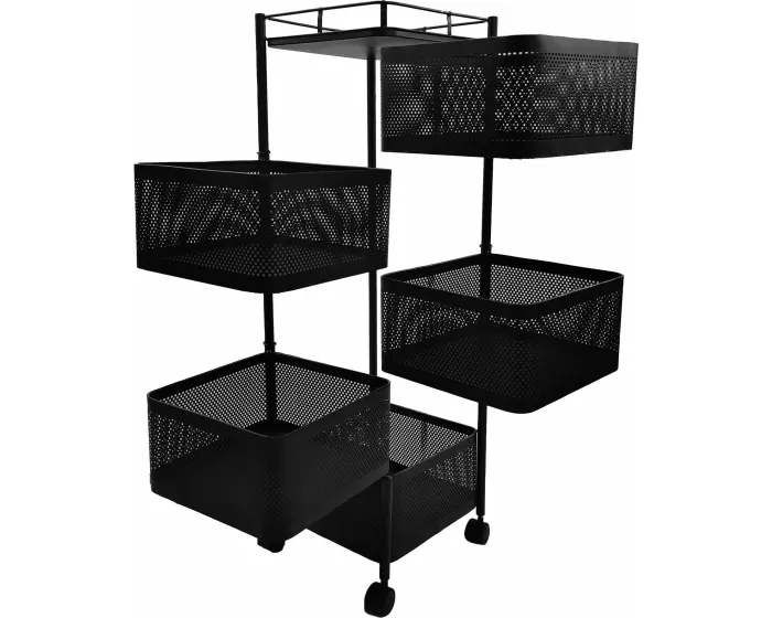 Pojízdný kuchyňský regál Woki 90 cm černý