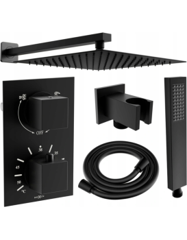 Sprchový set podomítkový MEXEN CUBE DR02 25 cm černý